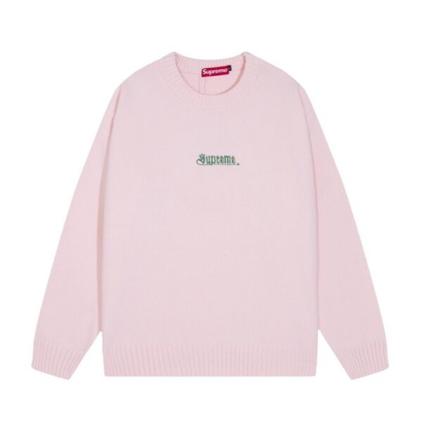 Supreme Small Gothic Embroidered Logo Knit Sweater Light Pink ( Sweater) OKZY20261782