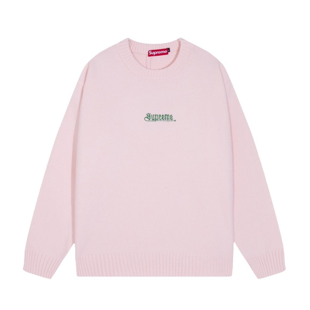 Supreme Small Gothic Embroidered Logo Knit Sweater Light Pink ( Sweater) OKZY20261782