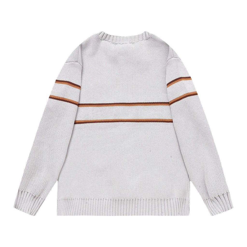 Supreme Striped Logo Knit Sweater Light Grey ( Sweater) OKZY20261784