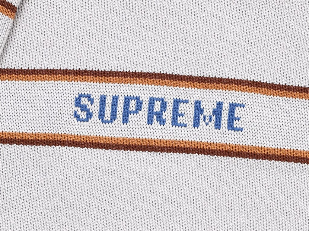 Supreme Striped Logo Knit Sweater Light Grey ( Sweater) OKZY20261784