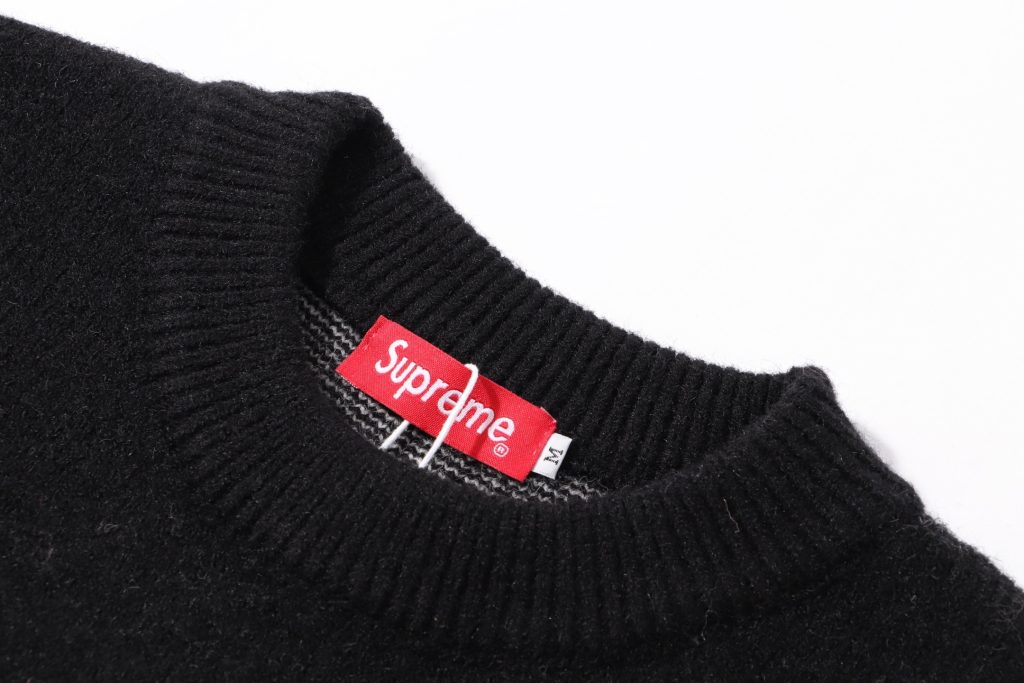 Supreme Cross Text Back Print Knit Sweater Black ( Sweater) OKZY20261786