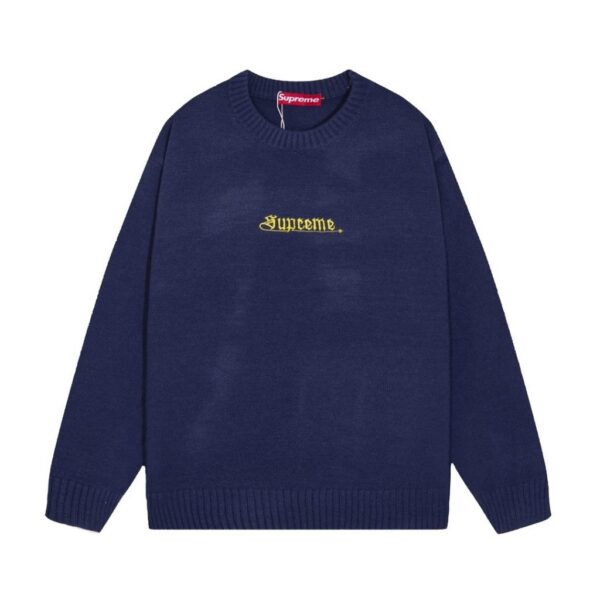 Supreme Small Gothic Embroidered Logo Knit Sweater Navy ( Sweater) OKZY20261788