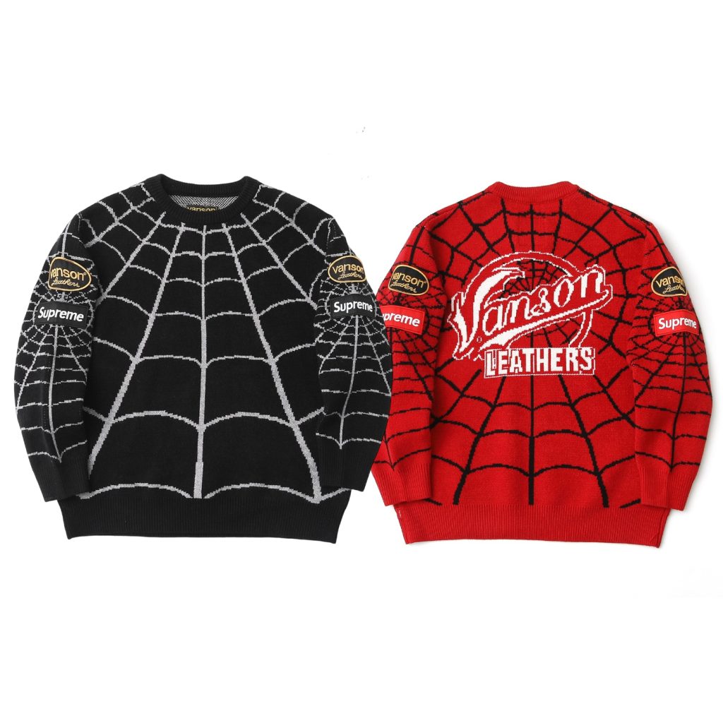 Supreme Vanson Spider Web Knit Sweater Black/Red ( Sweater) OKZY20261790