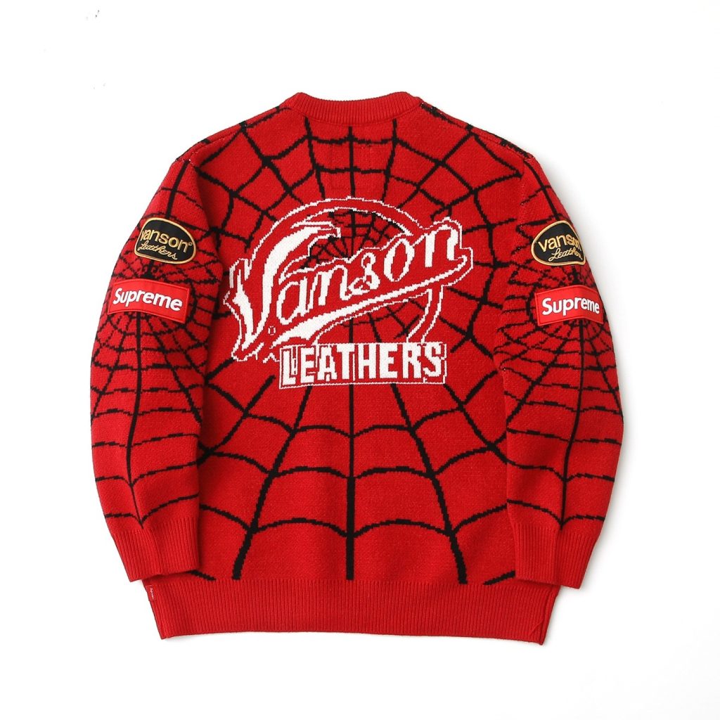 Supreme Vanson Spider Web Knit Sweater Black/Red ( Sweater) OKZY20261790