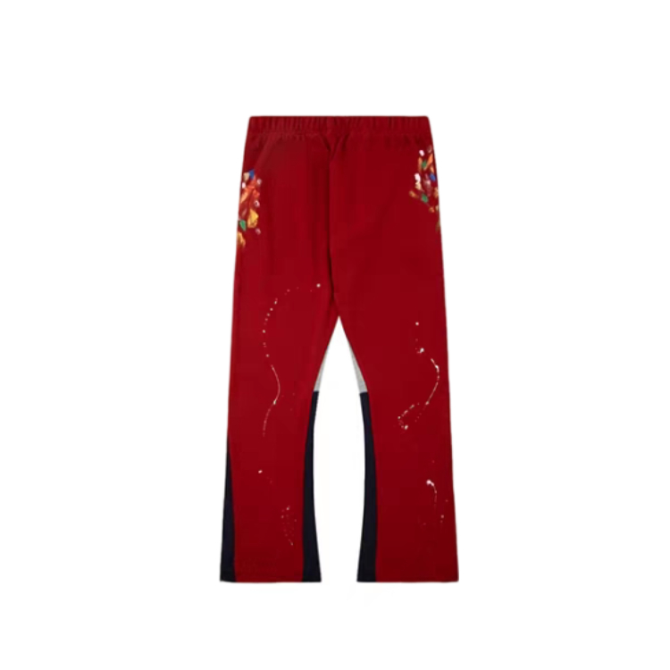 Gallery Dept Red Splash Paint Flare Pants OKZY2026194