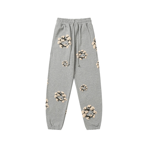 Denim Tears Grey Beige Cotton Wreath Sweatpants OKZY2026211