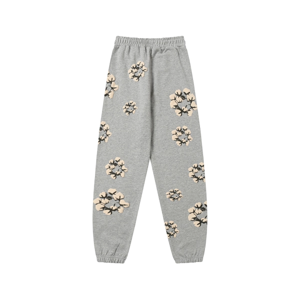 Denim Tears Grey Beige Cotton Wreath Sweatpants OKZY2026211