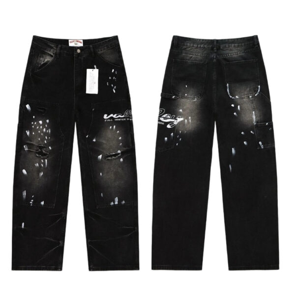 Valley Black Splash Distressed Cargo Jeans OKZY2026216