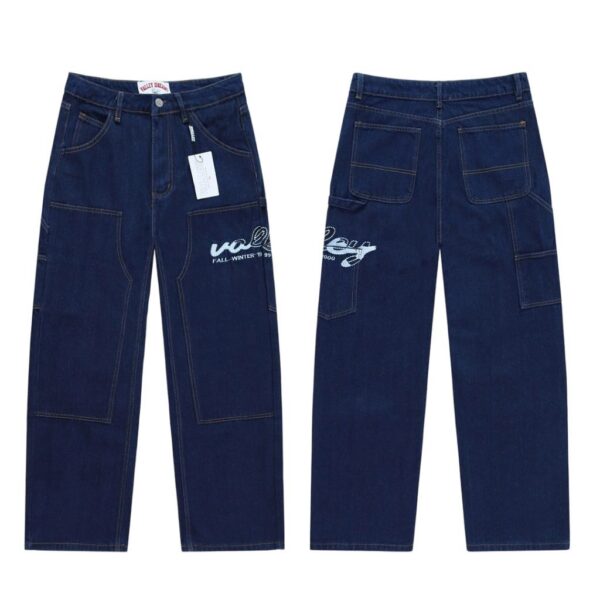 Valley Dark Blue Embroidered Cargo Jeans OKZY2026217