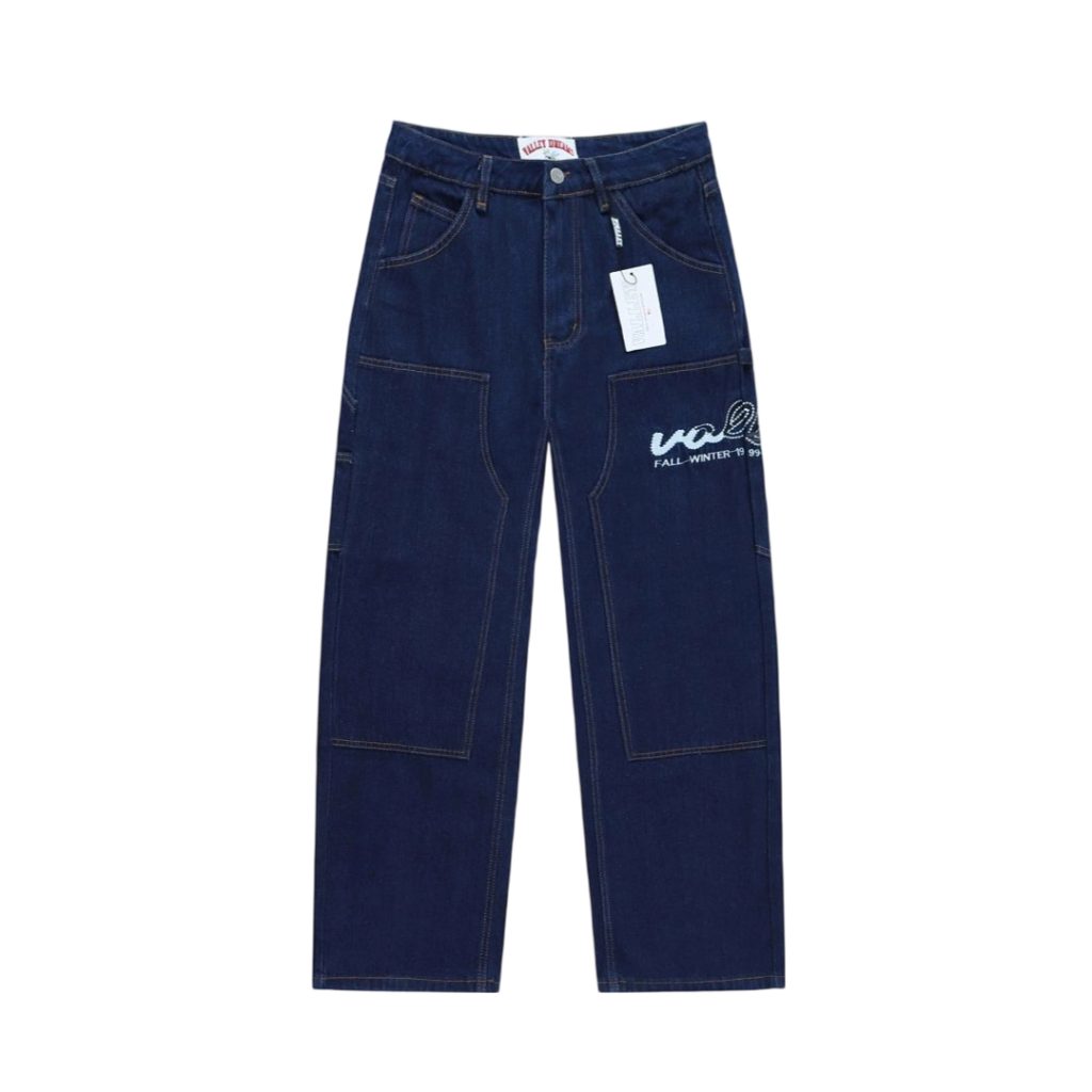 Valley Dark Blue Embroidered Cargo Jeans OKZY2026217