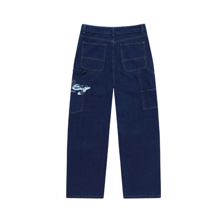 Valley Dark Blue Embroidered Cargo Jeans OKZY2026217