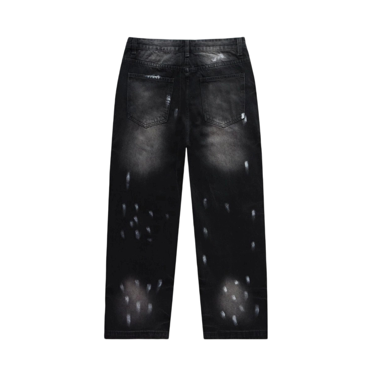 Valley Black Rhinestone Logo Distressed Jeans OKZY2026218
