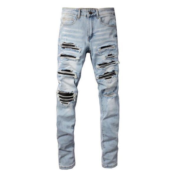 Amiri Black Stripe Patch Ripped Jeans OKZY202621