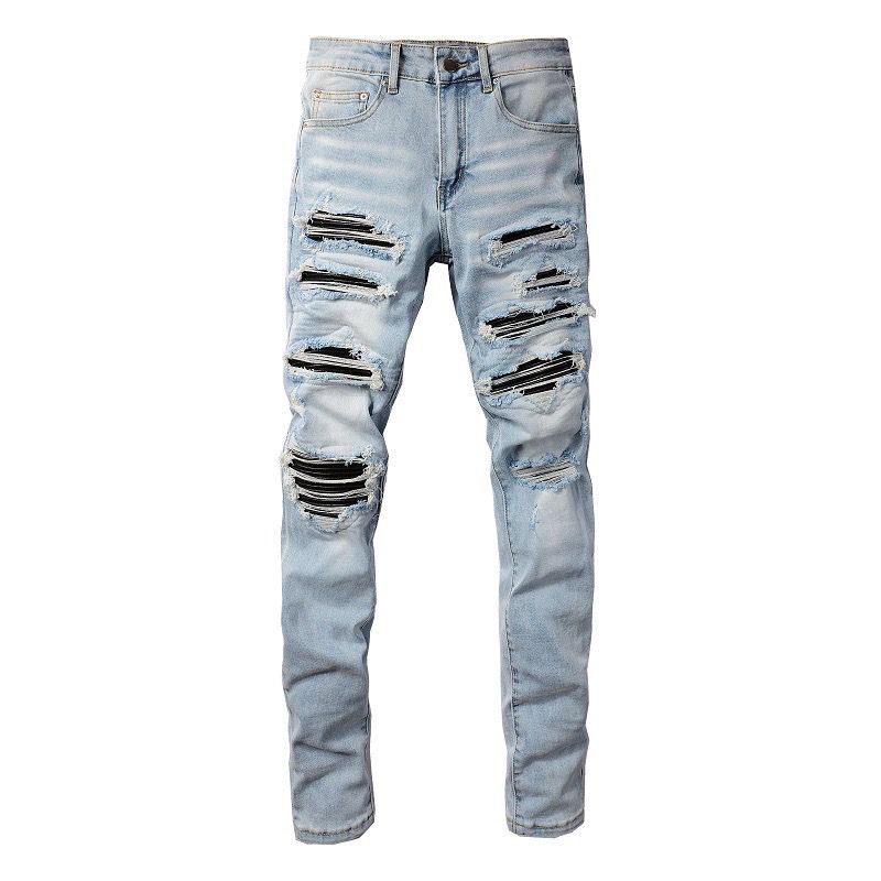 Amiri Black Stripe Patch Ripped Jeans OKZY202621