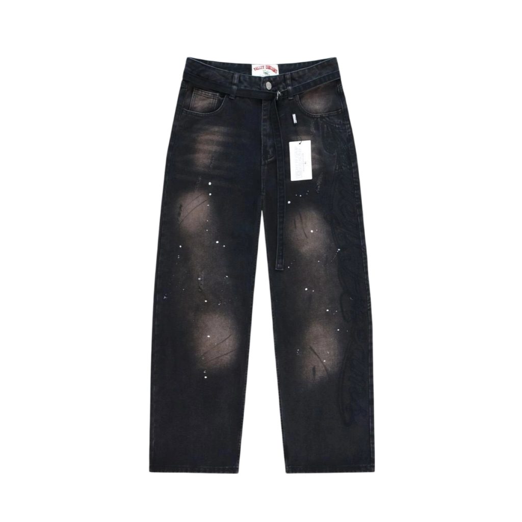 Valley Black Splash Ink Wide Jeans OKZY2026222