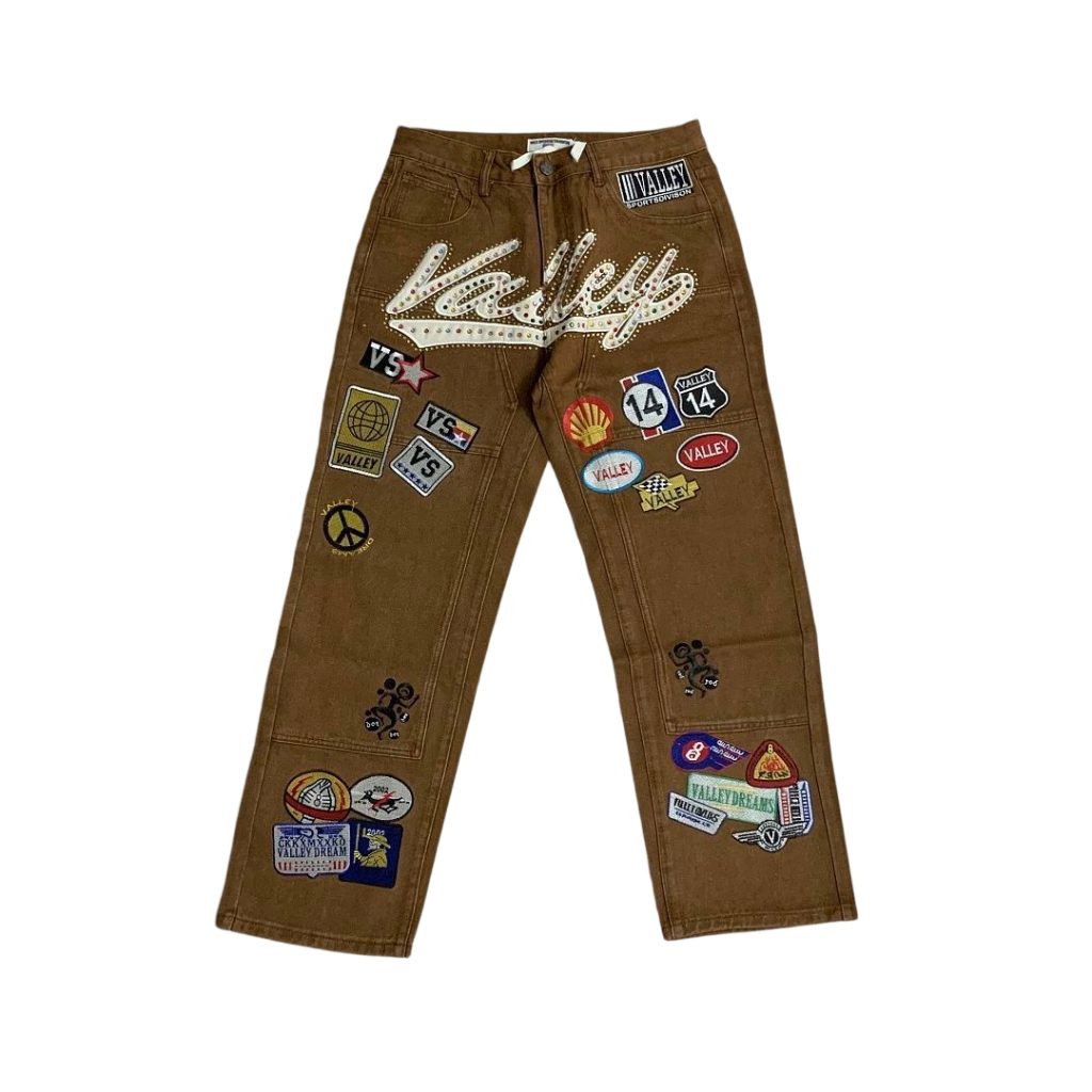 Valley Brown Multi Patch Rhinestone Jeans OKZY2026224