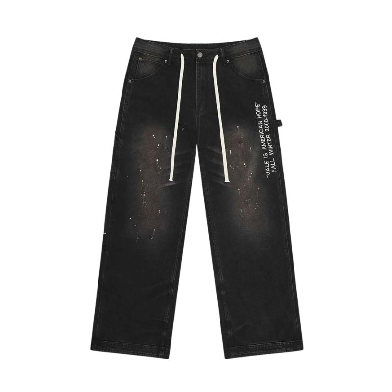 Valley Black Print Patch Paint Splatter Jeans OKZY2026225