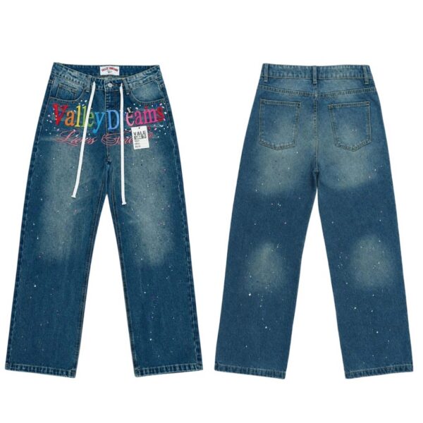 Valley Blue Colorful Logo Paint Splatter Jeans OKZY2026226