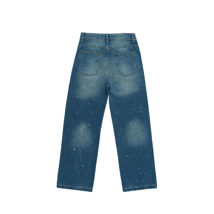 Valley Blue Colorful Logo Paint Splatter Jeans OKZY2026226