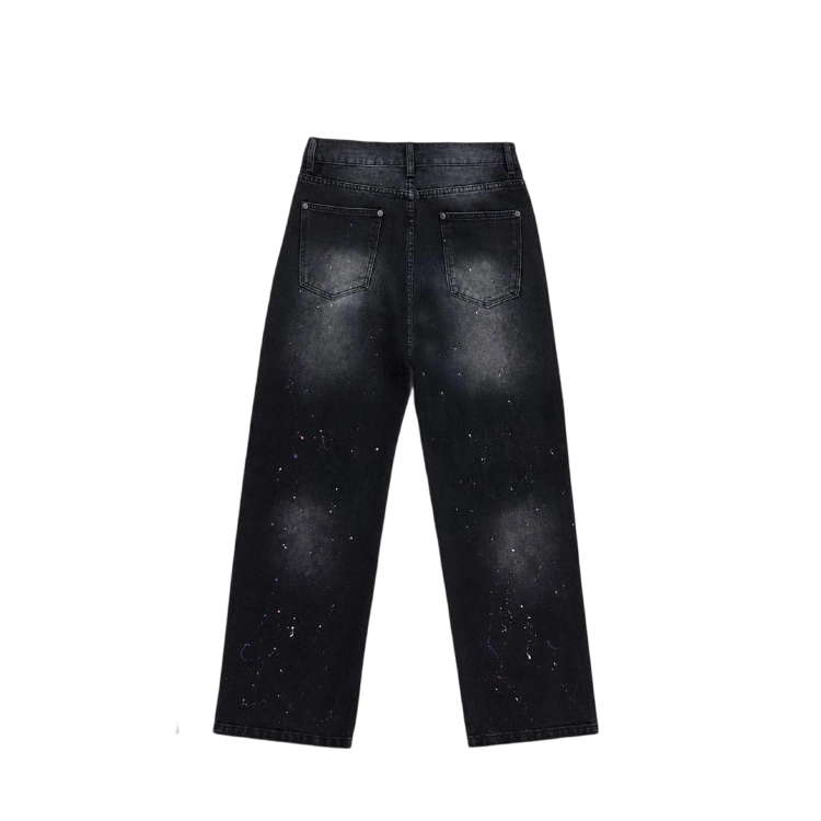 Valley Black Colorful Script Paint Splatter Jeans OKZY2026227
