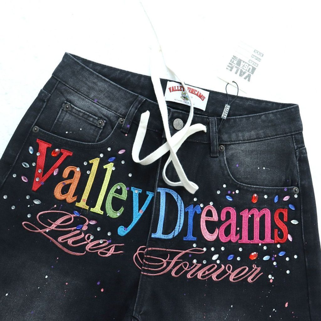 Valley Black Colorful Script Paint Splatter Jeans OKZY2026227