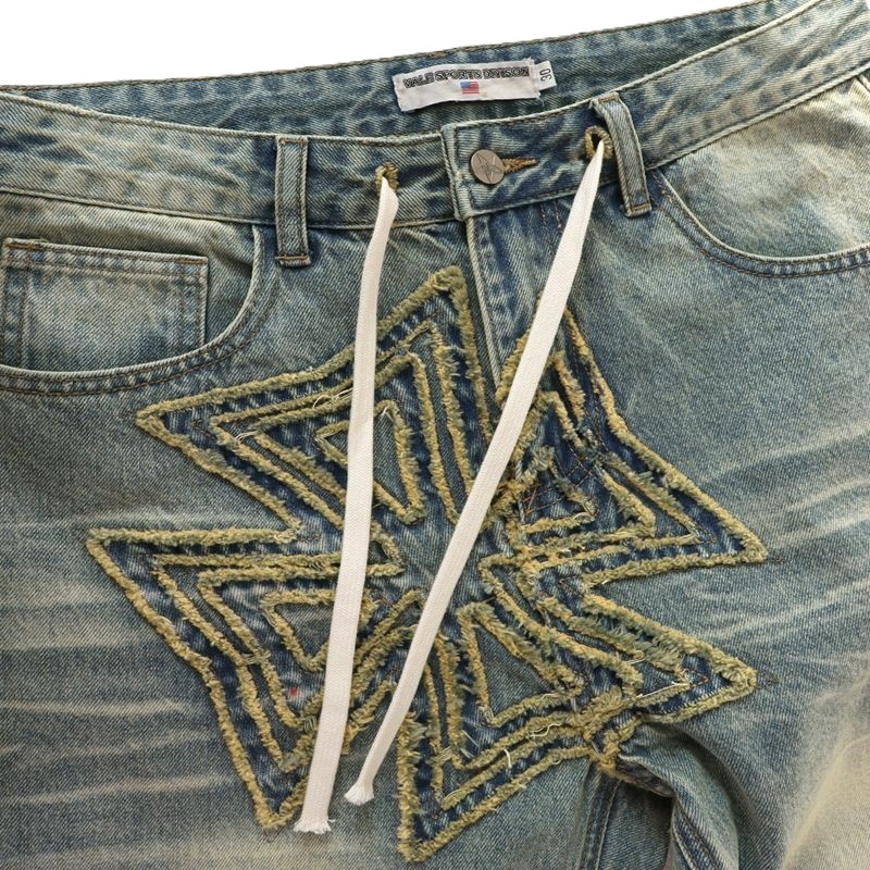Valley Light Blue Frayed Cross Patch Jeans OKZY2026229