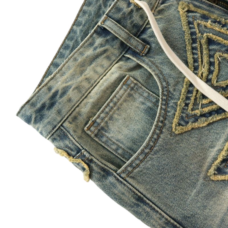 Valley Light Blue Frayed Cross Patch Jeans OKZY2026229