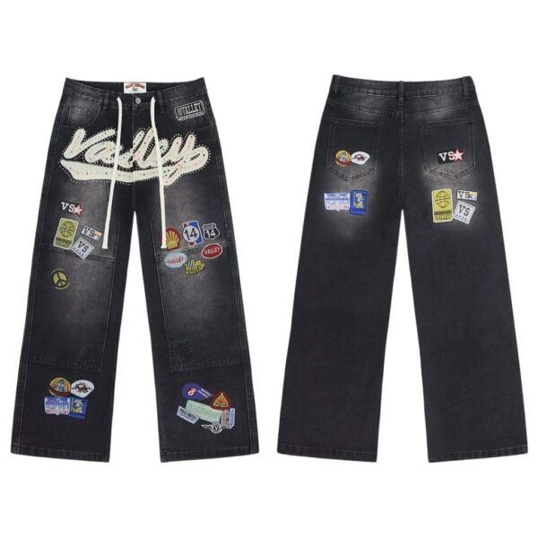 Valley Black Rhinestone Patch Jeans OKZY2026232