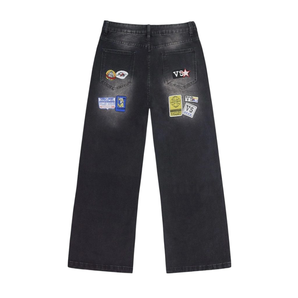 Valley Black Rhinestone Patch Jeans OKZY2026232