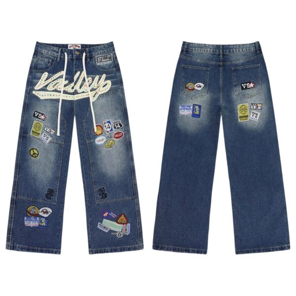 Valley Blue Rhinestone Patch Jeans OKZY2026233