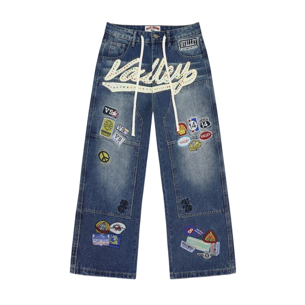 Valley Blue Rhinestone Patch Jeans OKZY2026233