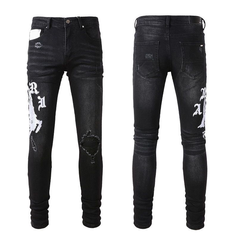 Amiri Gothic Print Ripped Jeans OKZY202623
