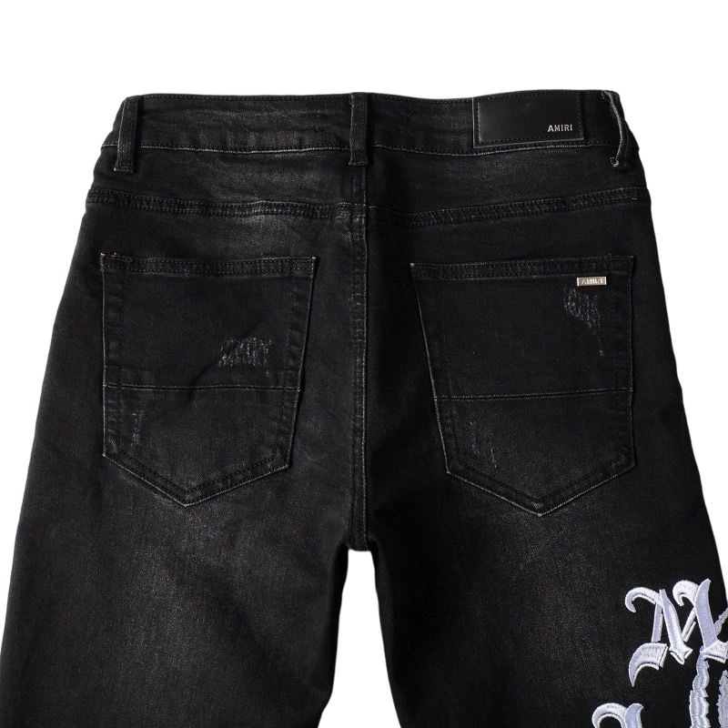 Amiri Gothic Print Ripped Jeans OKZY202623