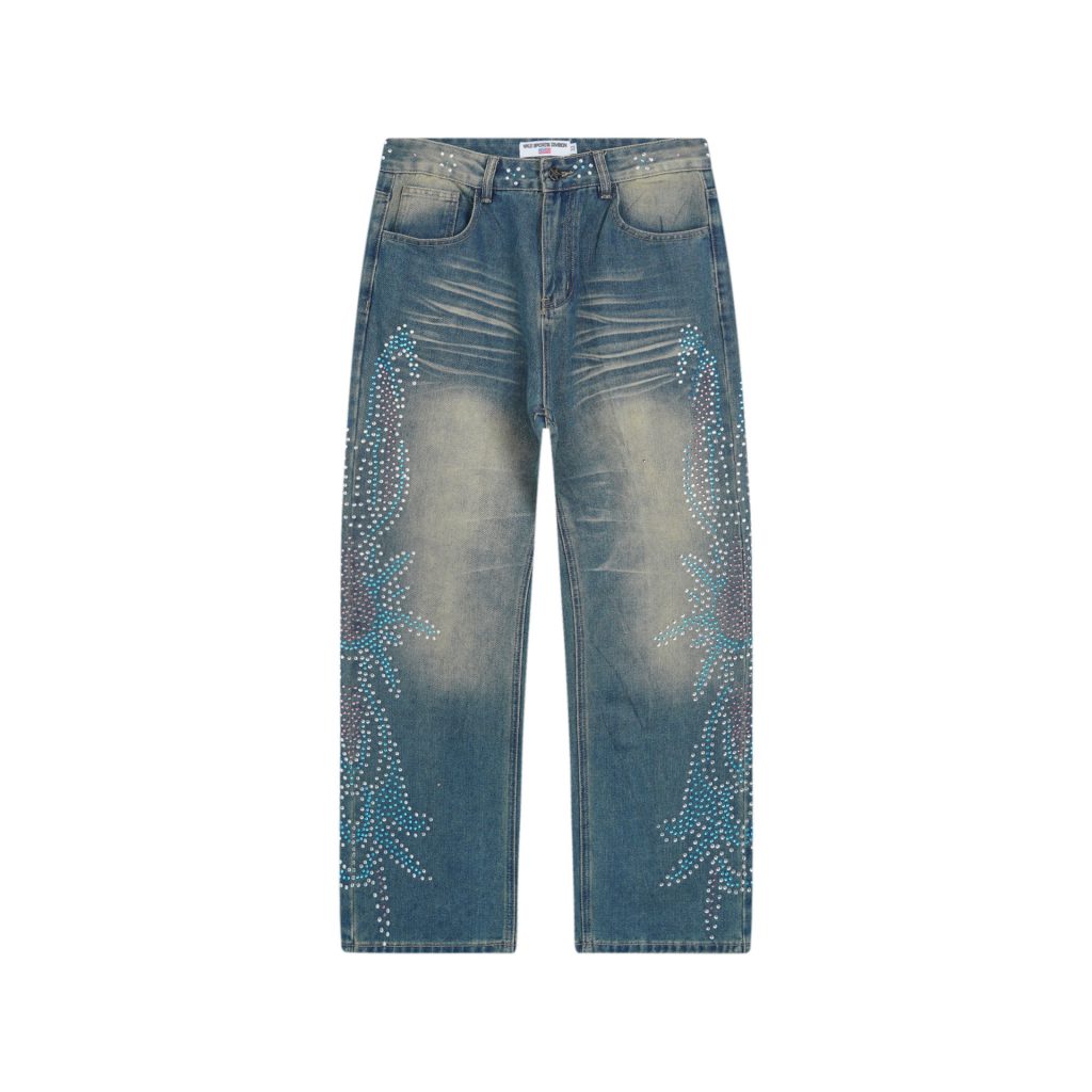 Valley Blue Side Rhinestone Jeans OKZY2026252