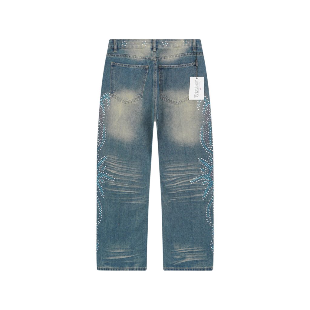 Valley Blue Side Rhinestone Jeans OKZY2026252