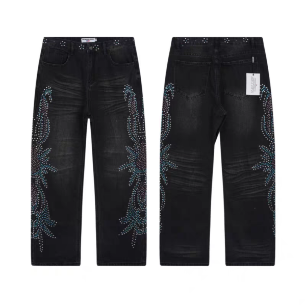 Valley Black Side Rhinestone Jeans OKZY2026254
