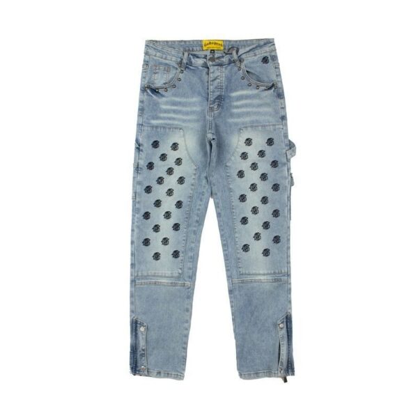 Godspeed Light Blue Embroidered Cargo Jeans OKZY2026260