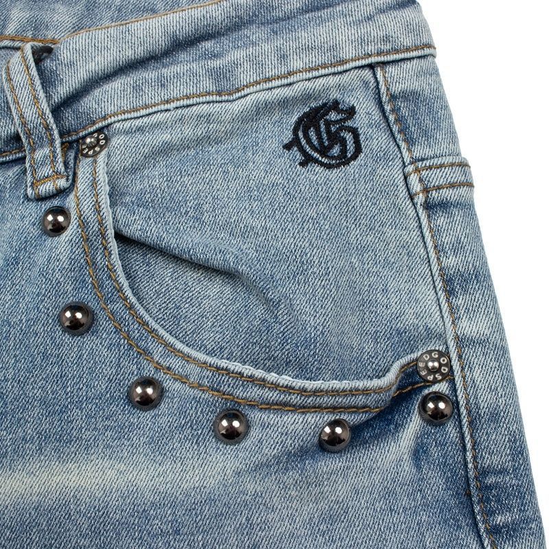 Godspeed Light Blue Embroidered Cargo Jeans OKZY2026260