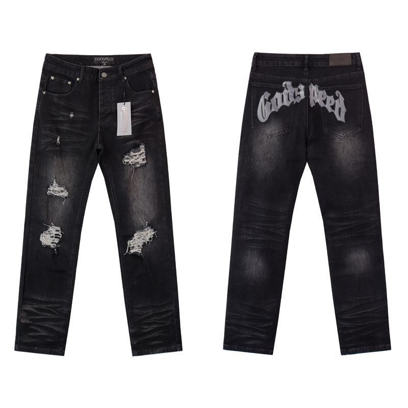 Godspeed Black Ripped Logo Jeans OKZY2026262