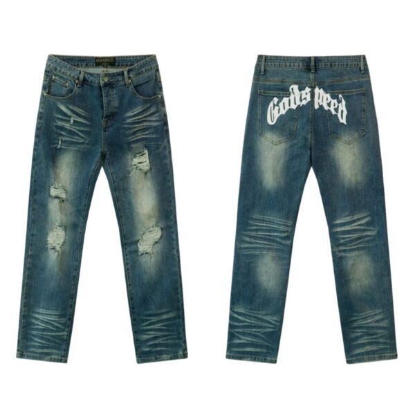 Godspeed Blue Ripped Logo Jeans OKZY2026263