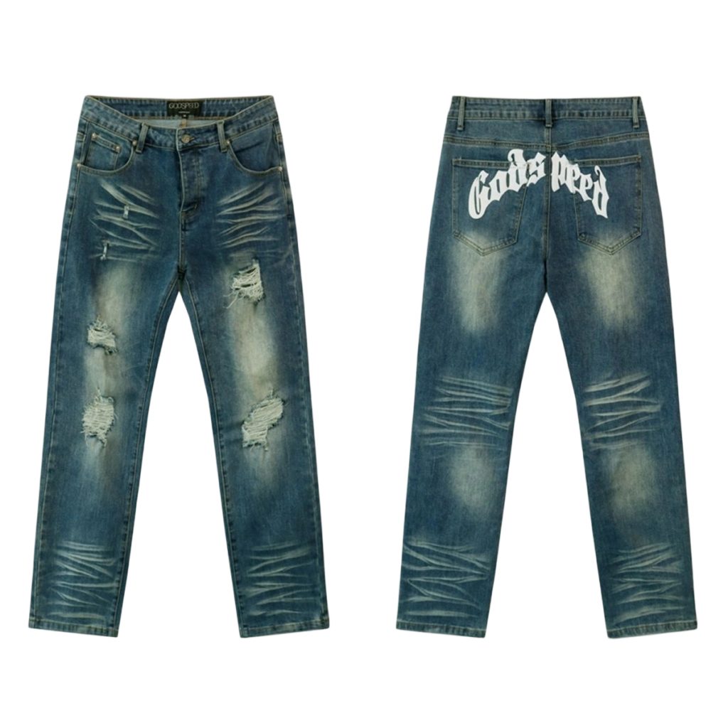 Godspeed Blue Ripped Logo Jeans OKZY2026263