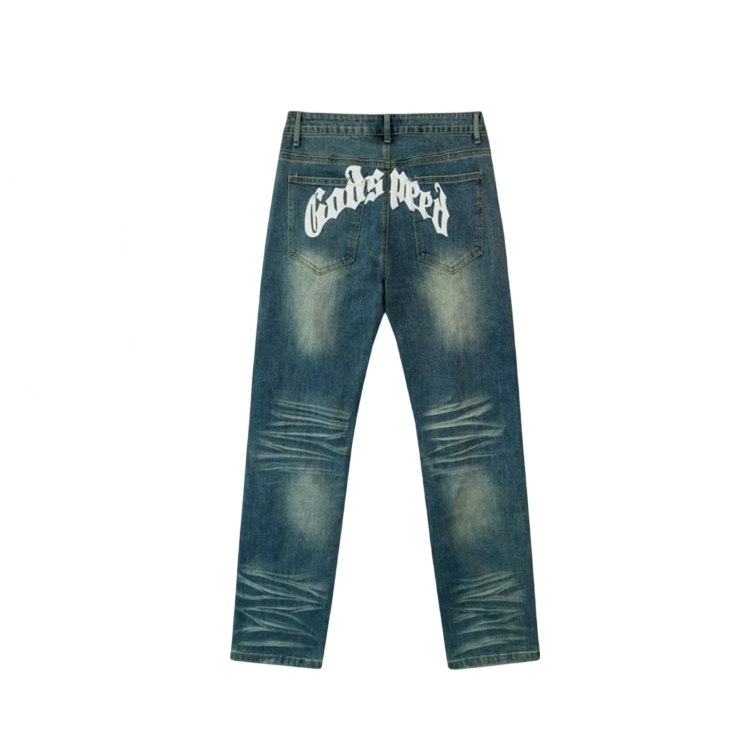 Godspeed Blue Ripped Logo Jeans OKZY2026263