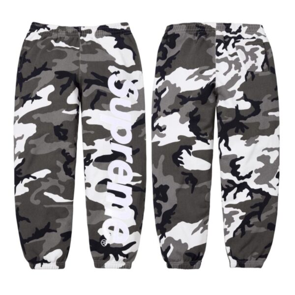 Supreme Grey Camo Vertical Logo Sweatpants OKZY2026294