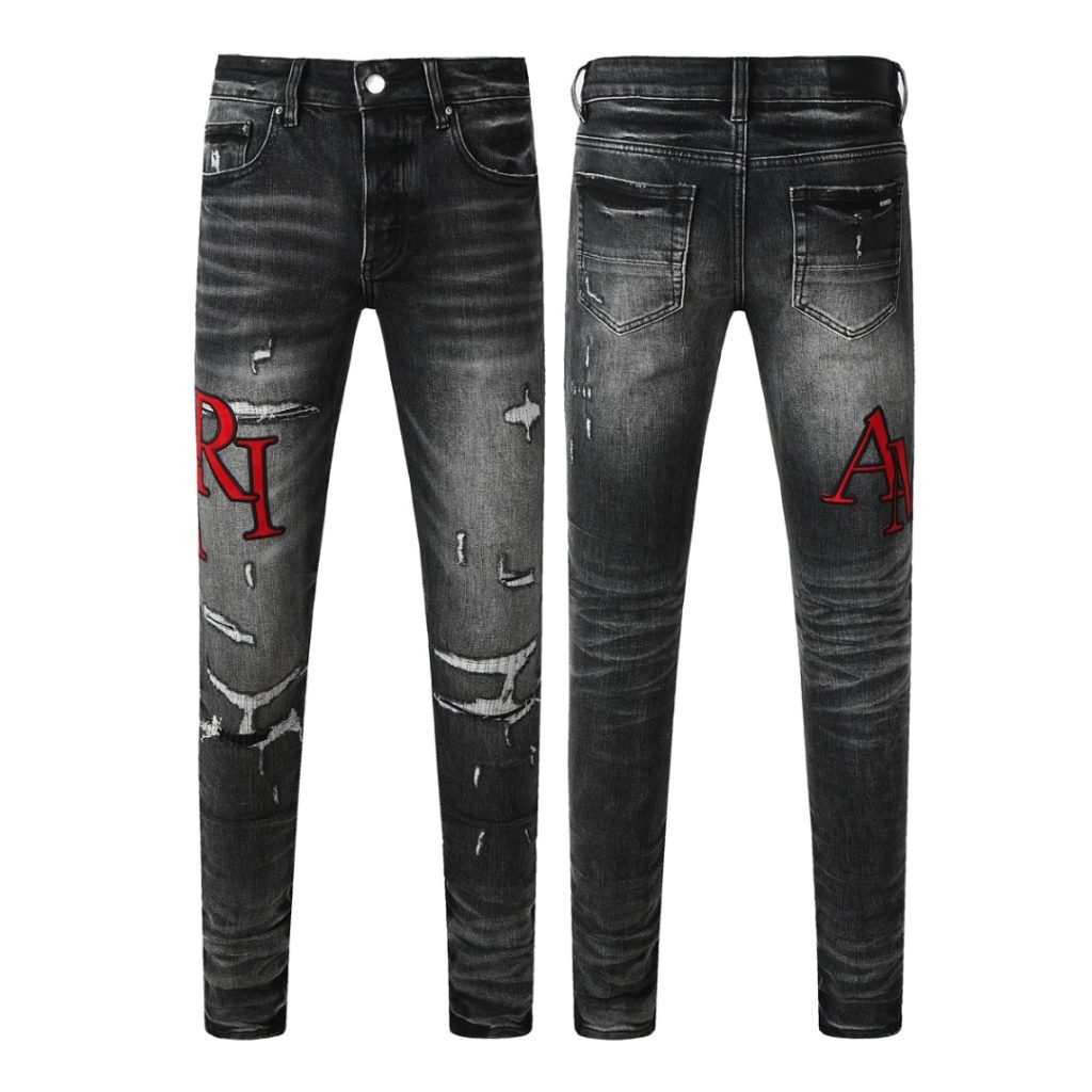 Amiri Red Letter Distressed Denim OKZY202633