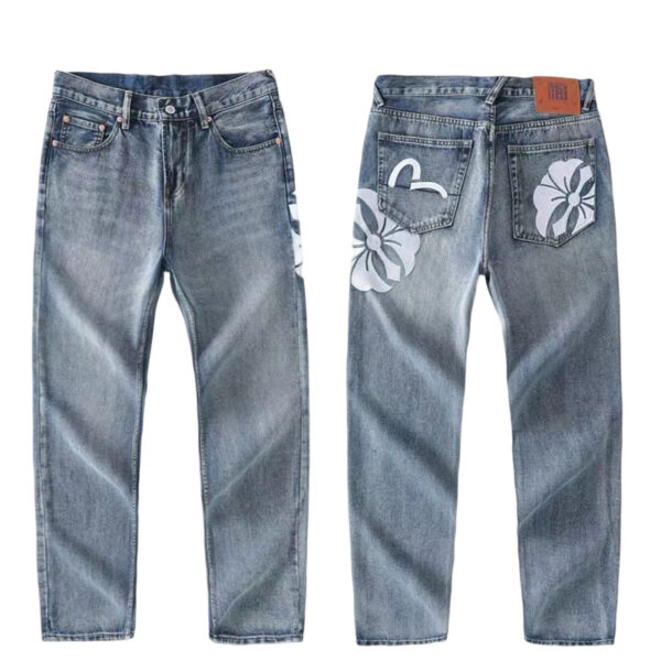 Evisu White Floral Print Seagull Jeans OKZY2026353