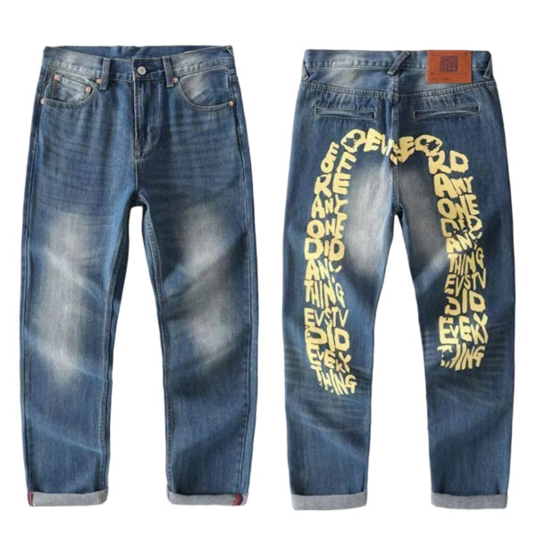 Evisu Yellow Arch Letter Print Jeans OKZY2026354