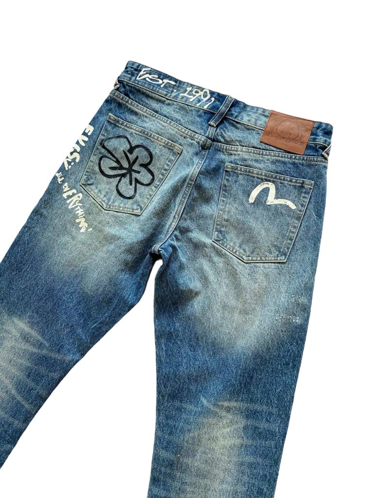 Evisu Handwritten Print Denim Pants OKZY2026355