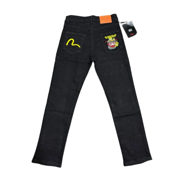 Evisu Yellow Seagull Embroidery Black Jeans OKZY2026362