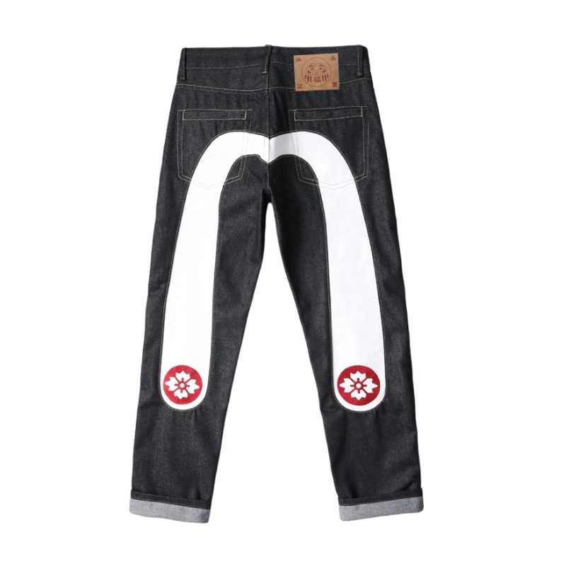 Evisu white cherry blossom print embroidered jeans OKZY2026374
