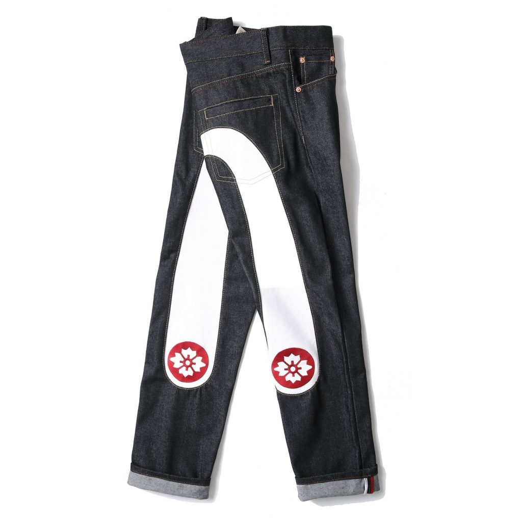 Evisu white cherry blossom print embroidered jeans OKZY2026374